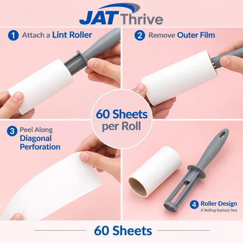 Lint Roller for Pet Hair – 360 Sheets, 6 Refills + 2 Upgraded Handles, Strong Adhesive, Easy-Tear Travel Kit for Dog & Cat Owners, Clothes, Sofa, Carpet, Furniture & Car