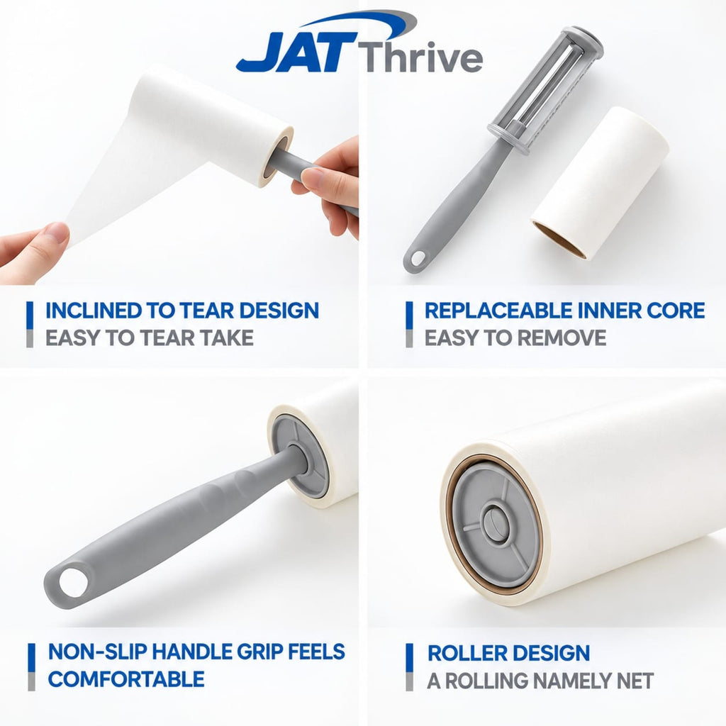 Lint Roller for Pet Hair – 360 Sheets, 6 Refills + 2 Upgraded Handles, Strong Adhesive, Easy-Tear Travel Kit for Dog & Cat Owners, Clothes, Sofa, Carpet, Furniture & Car